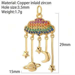 Gold Rainbow Cloud Celestial Charm Pendant